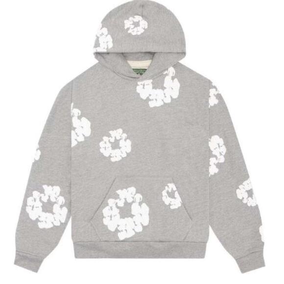 Denim Tears Silver Hoodie – Cotton Wreath Print (Grey/White) - Large - Picture 1 of 4